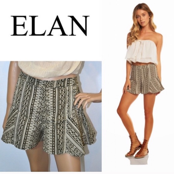 NWOT Elan Fit & Flare Ruffle Shorts Fiji Brown - Picture 2 of 4